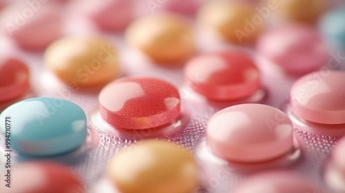 Close-up of Colorful Pills in a Blister Pack