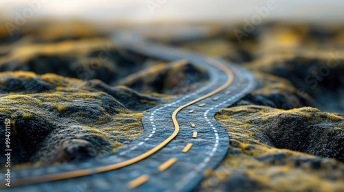 a simple winding road pathway on map abstract photo