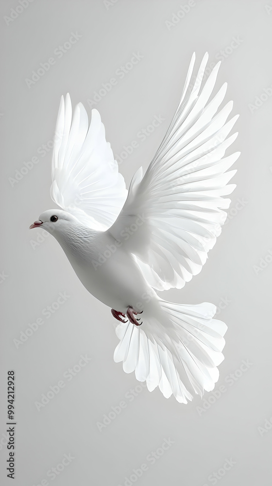 Fototapeta premium A White Dove Soars Gracefully Through a Clear Sky