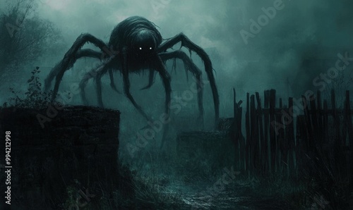 Mysterious elusive creature set against a dark supernatural backdrop digital artwork exploring themes of suspense and horror photo