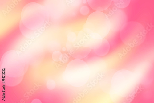 A festive abstract delicate gold yellow red orange background texture with defocused bokeh circles and stars. Card concept for Happy New Year, party invitation, valentine or other holidays.