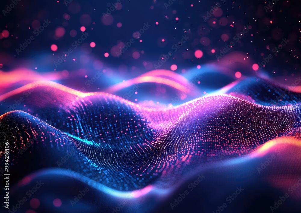 Glowing abstract wave in a dark shimmering motion creating a magical space light effect 2D cartoon techno inspired background design Glowing abstract wave in a dark shimmering motion creating a magical space light effect 2D cartoon techno inspired background design