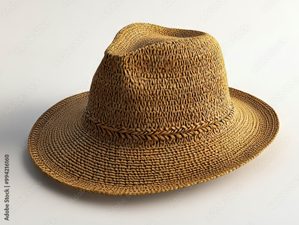 A straw hat on a white background A straw hat on a white background