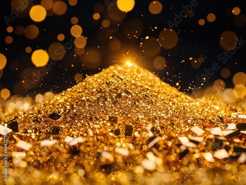 Golden glitter background with sparkling effect photo