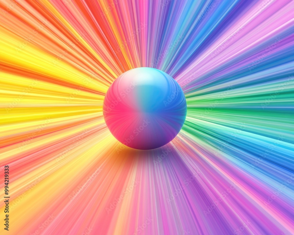 Obraz premium Vibrant rainbow backdrop featuring a dynamic sphere Visual motion effect