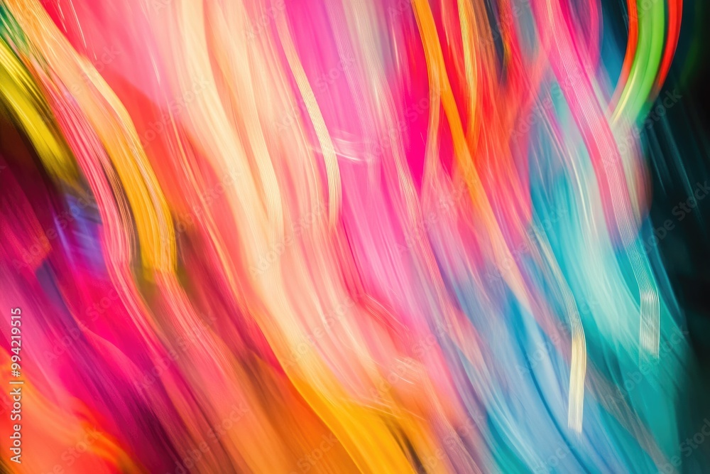 Abstract composition featuring blurred colorful lines with a dynamic and vibrant feel