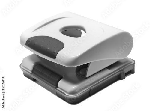 Office hole punch isolated white, side view photo