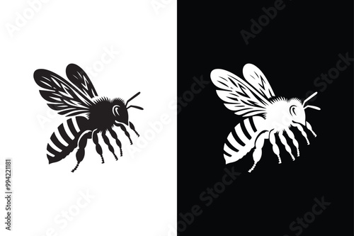 Bee Beauty in Black And White vector icon.