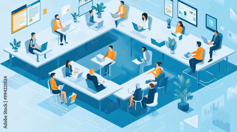 People participating in a virtual meeting, reflecting the shift to online communication People participating in a virtual meeting, reflecting the shift to online communication