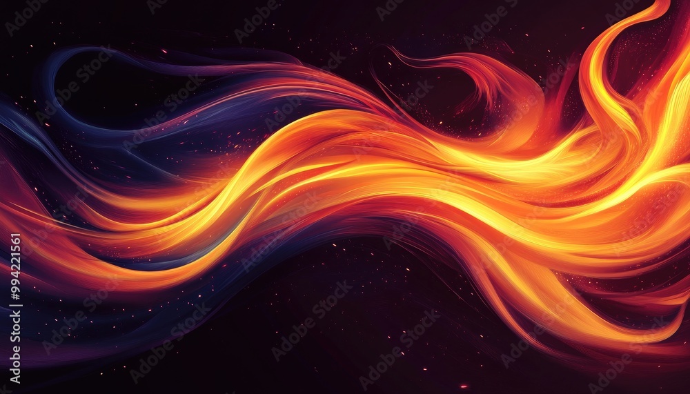 Abstract illustration of a swirling flame set against a dark background