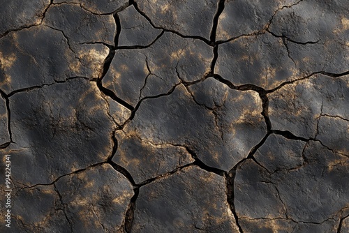 Cracked dry earth texture, drought and environmental impact concept 