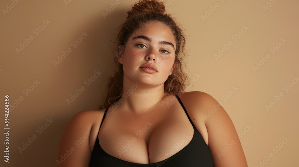 Obraz premium Portrait of Plus-Size Woman Embracing Body Confidence