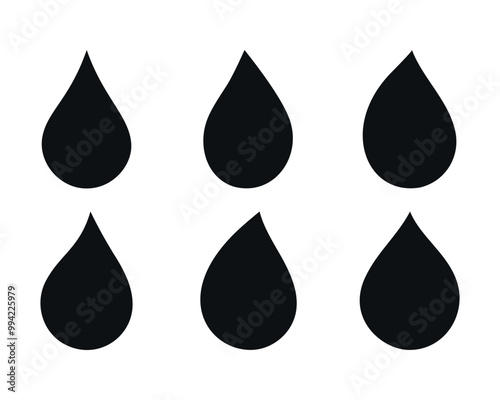 Water drop shape. water drops icon set. Water or oil drop. Flat design Isolated on white background - vector illustration