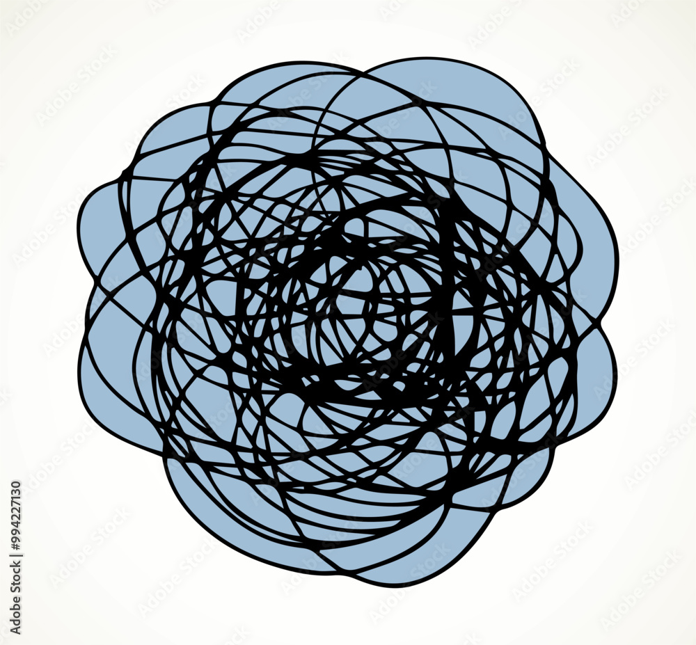 Unravel the tangled tangle. Vector drawing Unravel the tangled tangle. Vector drawing