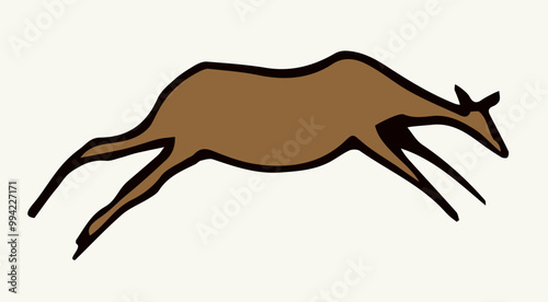 Primitive rock painting. Vector drawing