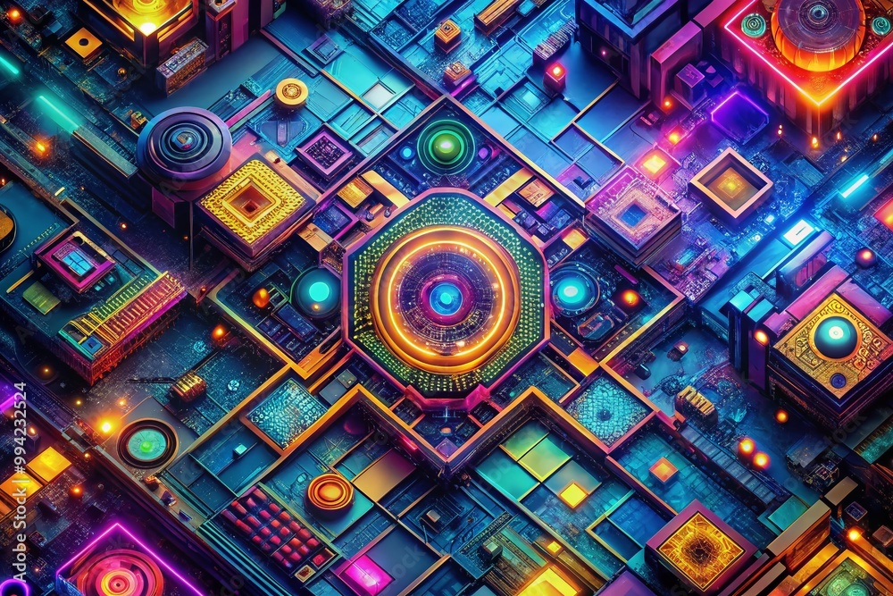 Futuristic Tech Texture with Abstract Patterns and Digital Elements for Background and Design Use