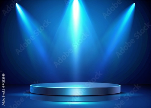Blue Background with Spotlight for Product Presentation – Abstract Dark Blue Gradient Stage Backdrop and Studio Room Image for Professional Displays and Digital Showcases