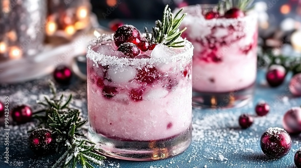 A close-up of a drink in a glass with a sprig of rosemary on top A close-up of a drink in a glass with a sprig of rosemary on top