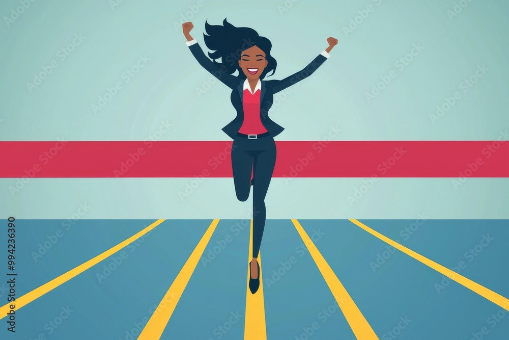 Business concept illustration. A female manager jumps over obstacles like hurdles. Stock illustration of a female manager overcoming obstacles. Business concept illustration. A female manager jumps over obstacles like hurdles. Stock illustration of a female manager overcoming obstacles.