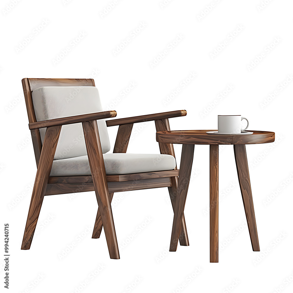 High-Resolution PNG Cutout of a Modern Wooden Chair and Coffee Table on a Transparent Backdrop, Ideal for Interior Design and Digital Mockups High-Resolution PNG Cutout of a Modern Wooden Chair and Coffee Table on a Transparent Backdrop, Ideal for Interior Design and Digital Mockups
