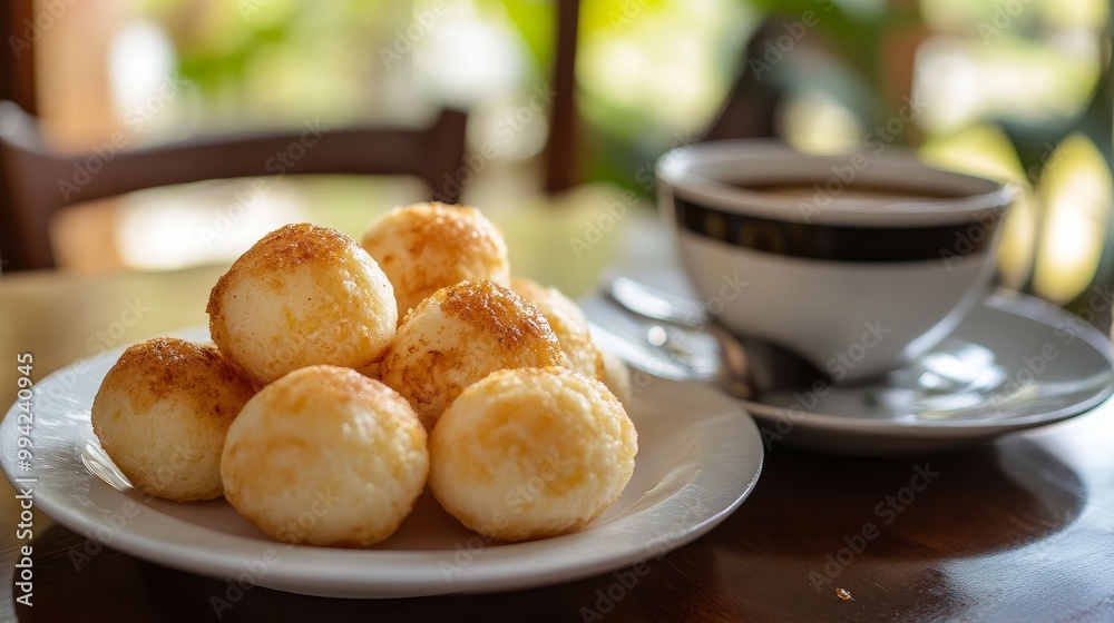Brazilian appetizer with black coffee. Breakfast.