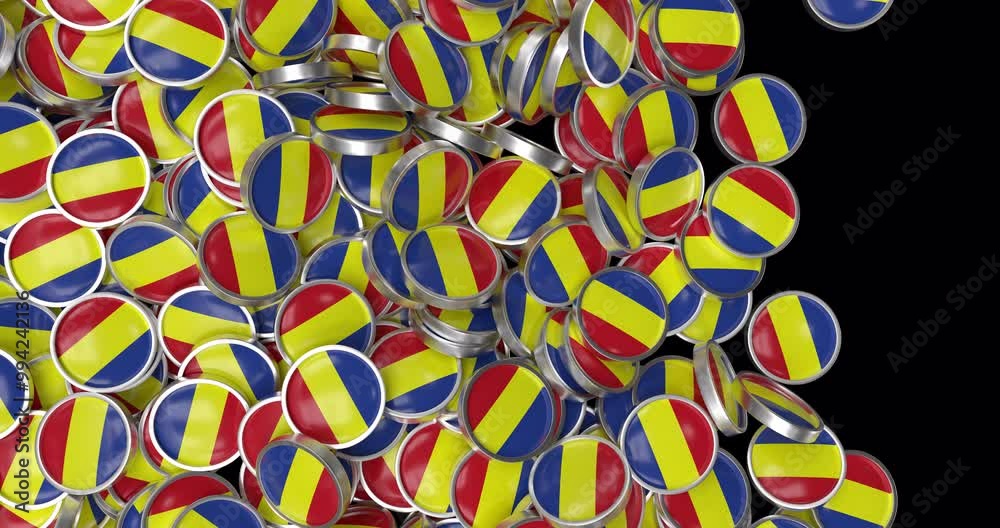 3d animated Romania flag badge transitions on transparent alpha channels 3d animated Romania flag badge transitions on transparent alpha channels
