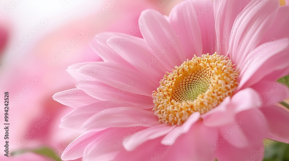 A macro image reveals the delicate pink petals surrounding a central green and yellow ring of a flower A macro image reveals the delicate pink petals surrounding a central green and yellow ring of a flower