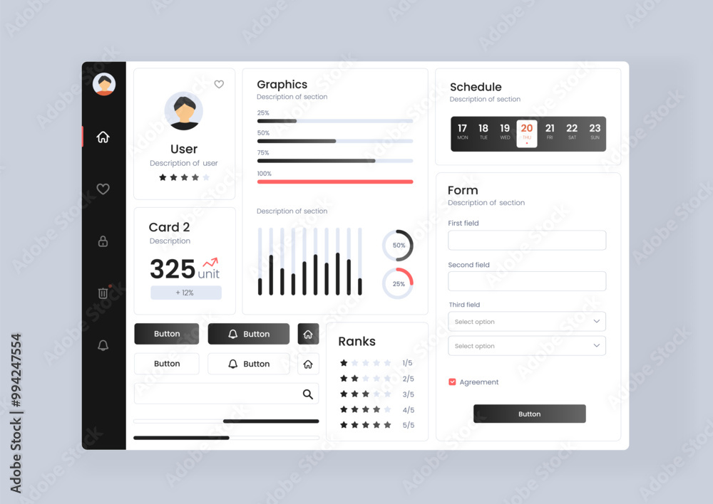 analytics dashboard user interface with diverse data visualization. Analytics dashboard user interface that includes a variety of charts and tables for efficient data management and monitoring. analytics dashboard user interface with diverse data visualization. Analytics dashboard user interface that includes a variety of charts and tables for efficient data management and monitoring.