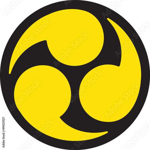 Japan Mitsu Tomoe Shinto Trinity golden symbol icon.