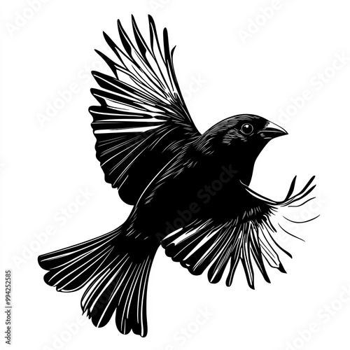 Flying Sparrow Silhouette, ...