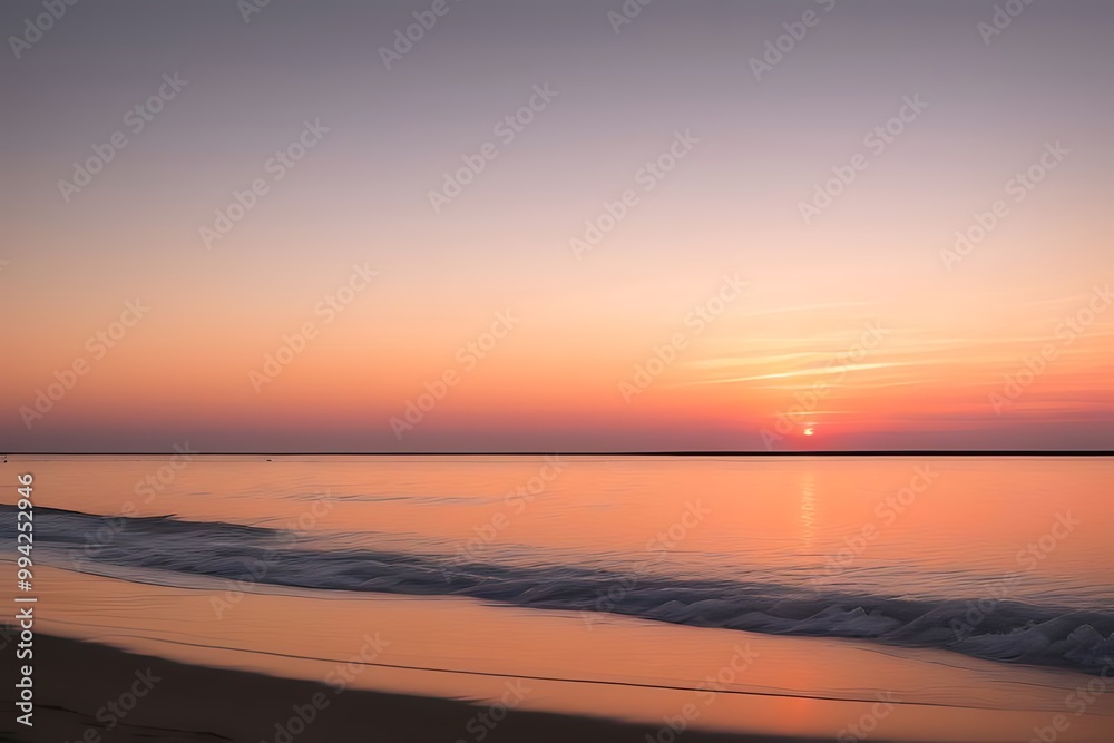 Calm waterscape of a peaceful beach at sunset Calm waterscape of a peaceful beach at sunset