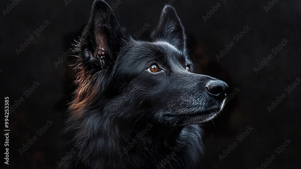 Black German Shepherd Portrait - Close Up of a Dog's Eyes