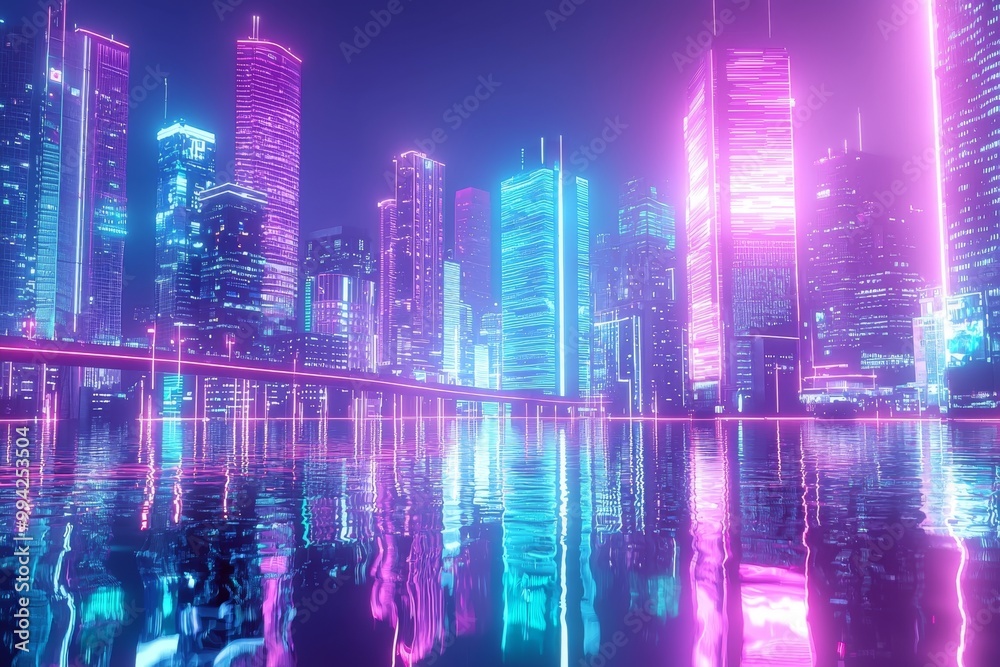 Obraz premium A futuristic smart city concept idea based on a metaverse cyber concept. Innovation and advancement. Stock generated.