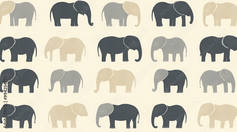 A pattern of minimalist elephant silhouettes A pattern of minimalist elephant silhouettes