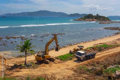 Construction of a new beach in Vietnam