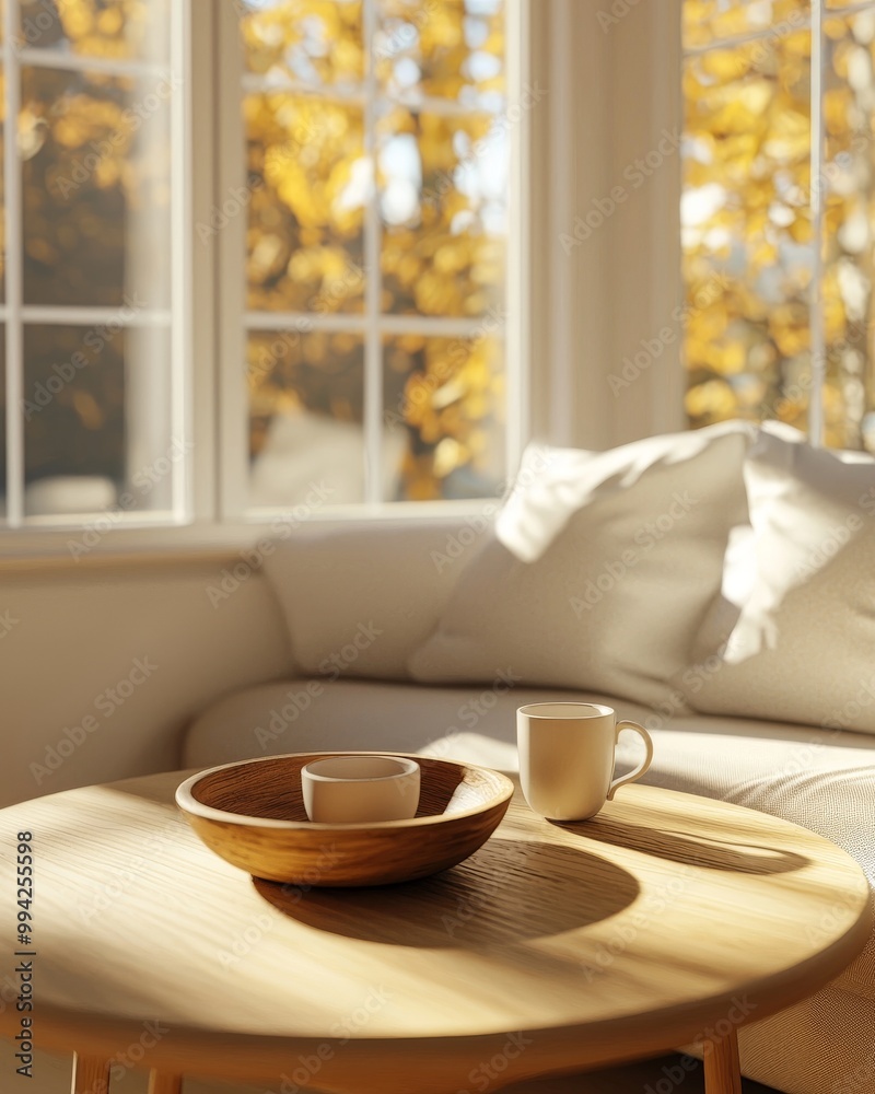 In this Scandinavian interior design of modern living room, a live edge coffee table made from a tree stump is positioned beside a white fabric sofa. In this Scandinavian interior design of modern living room, a live edge coffee table made from a tree stump is positioned beside a white fabric sofa.