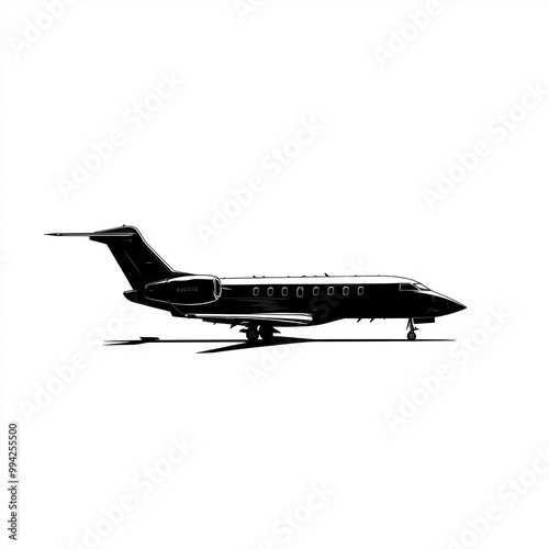 Private Jet Silhouette, Ill...