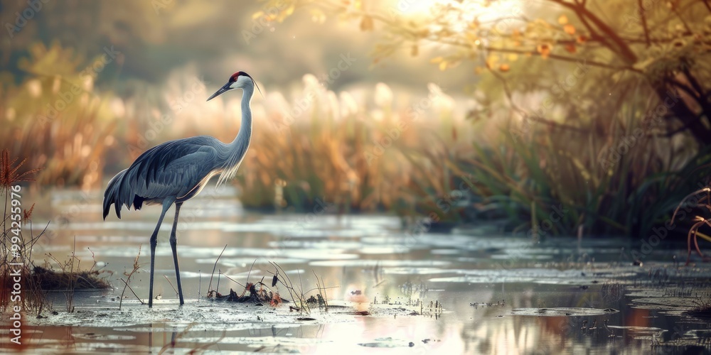 Fototapeta premium Crane in the Morning Mist