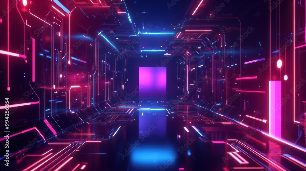 Futuristic technology abstract background with a glowing neon outline, tech background flat Futuristic technology abstract background with a glowing neon outline, tech background flat