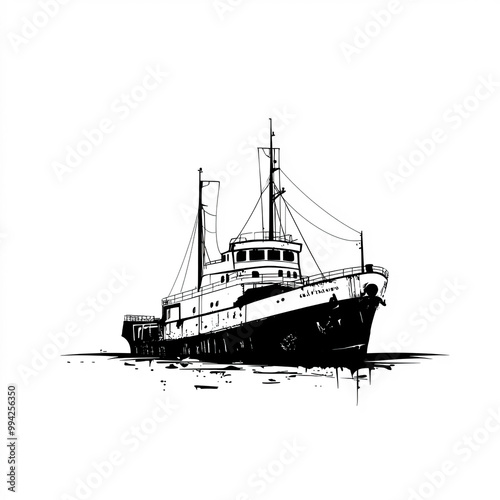 Shipwreck Silhouette, Illus...
