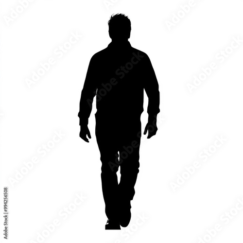 Silhouette Of Man Walking A...