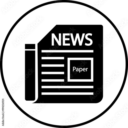 News publish, newspaper news latter icon isolated on transparent background. Flat and line document style stock vector black for your website, mobile, presentation, and logo design.