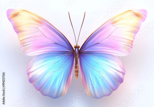 Abstract blur gradient butterfly shape in pastel color, y2k style element for social posts, banners, and posters, png isolated on transparent background.