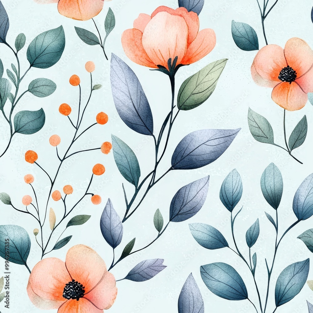 Background with seamless pattern and watercolors Background with seamless pattern and watercolors