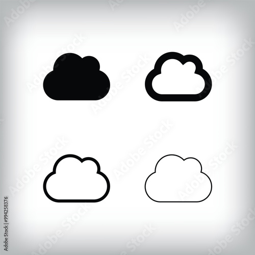 Simple cloud icon set. 4 Different thicknesses and archive backup designs. planning and event icon.