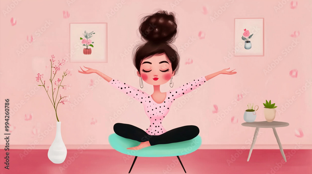 cute lady girly spiritual mindfulness at home meditation cute lady girly spiritual mindfulness at home meditation