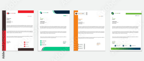 simple Modern company letterhead design template with a4 size color variation bundle