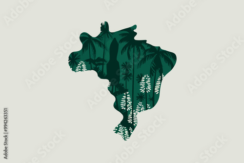 Brazil map silhouette.