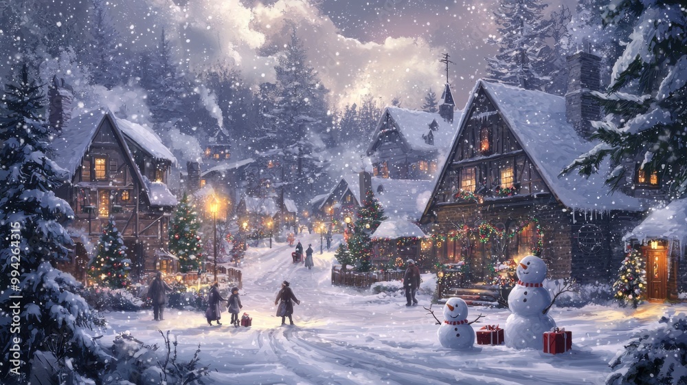 Fototapeta premium Winter snowy village