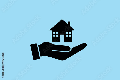 Hand holding a house, property and investment concept.
